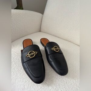 Coach Scotty Black Flats with Gold Detail